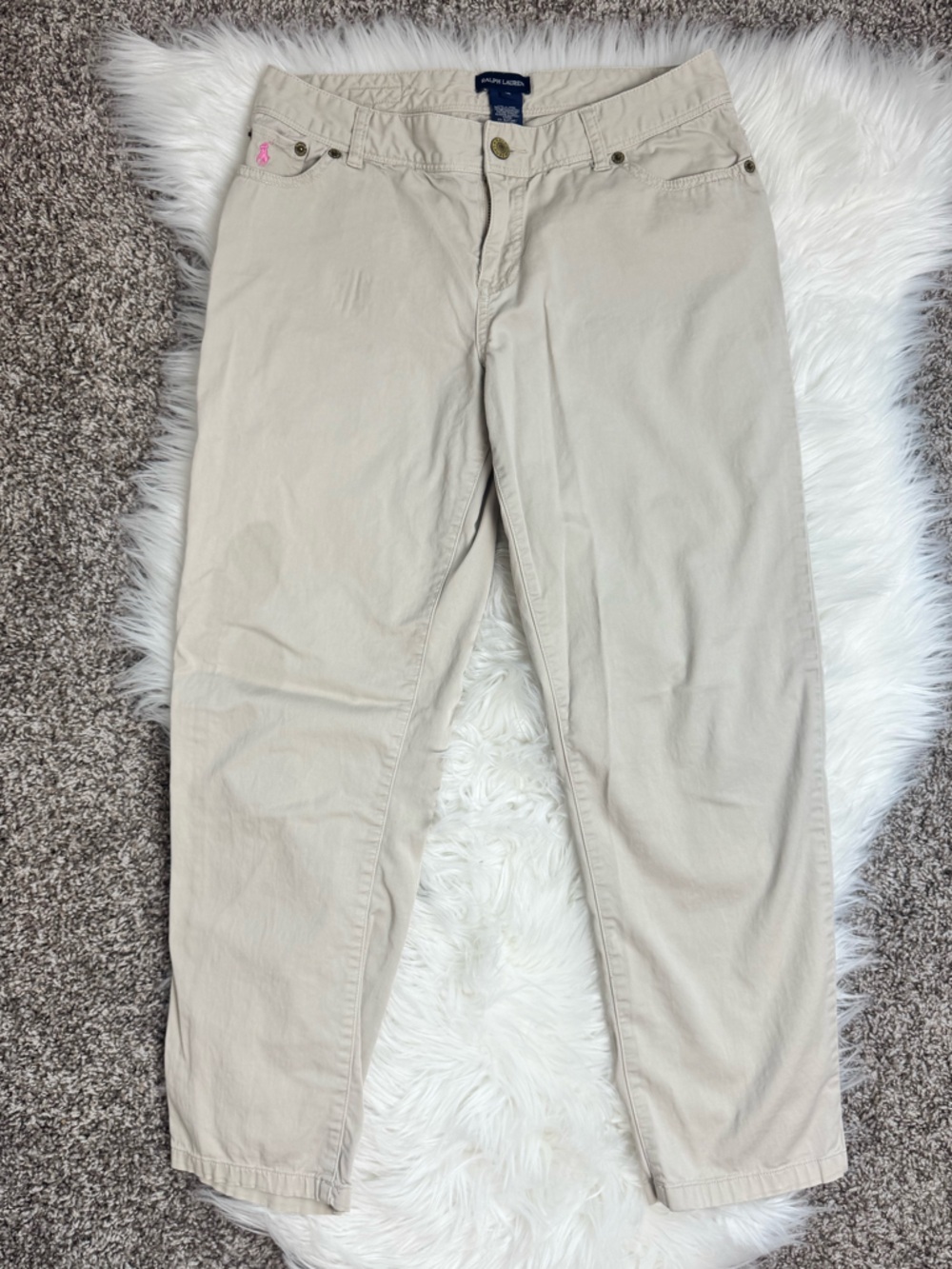 Girls Ralph Lauren Beige Straight Leg Cotton Pants